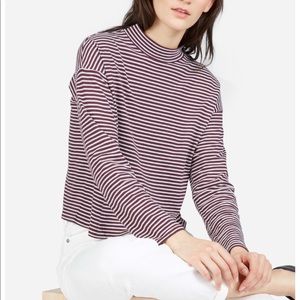 Everlane Square Mock-neck Tee in Brown Stripe